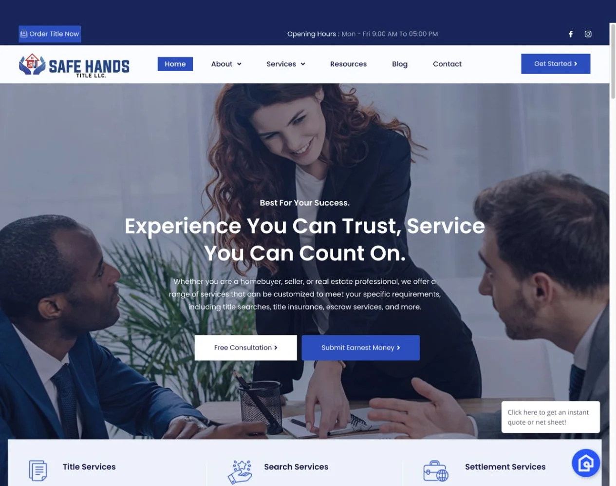 Safe Hands Title website